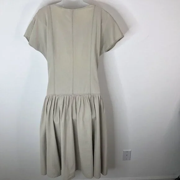 Together Womens Cotton Twill Dress Sz 6M Tan Country Western Drop Waist Buttons - Picture 7 of 12